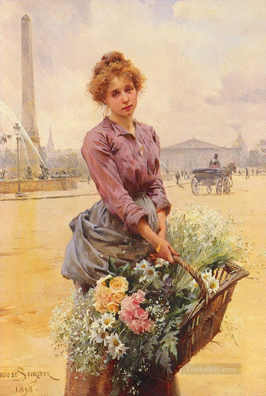Louis Marie Schryver The Flower Girl 2 Parisienne Oil Paintings